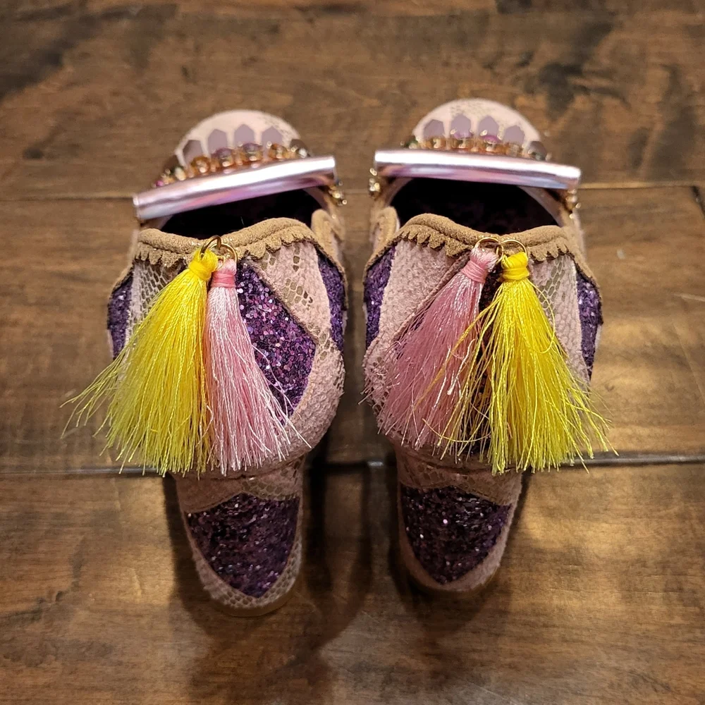 NWT Size 6.5 Irregular Choice Amorgos Pink Rhinestone, Snake Skin Glitter Heels - Picture 8 of 11